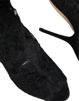 Black Stretch Taormina Lace Boots Shoes