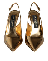 Gold Patent Leather Heels Slingback Shoes