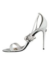 White Leather High Heels Sandals Shoes