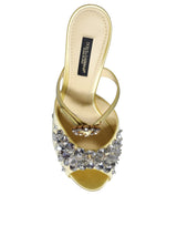 Yellow Mary Janes Satin Crystal Sandals Shoes