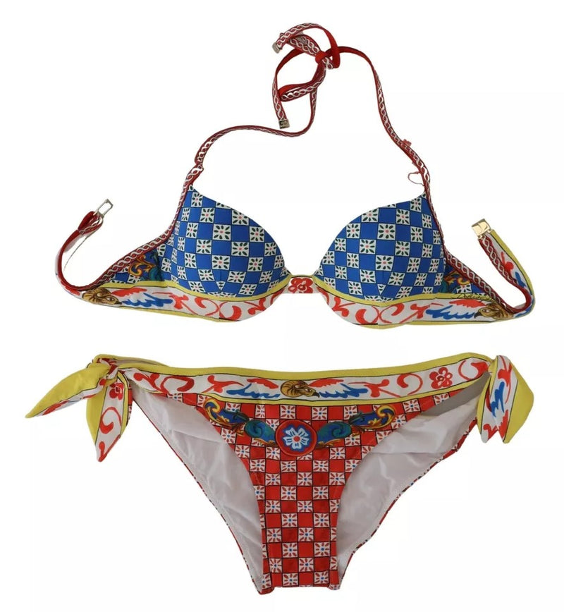 Multicolor Carretto Bikini Top Bottom Beachwear Swimwear