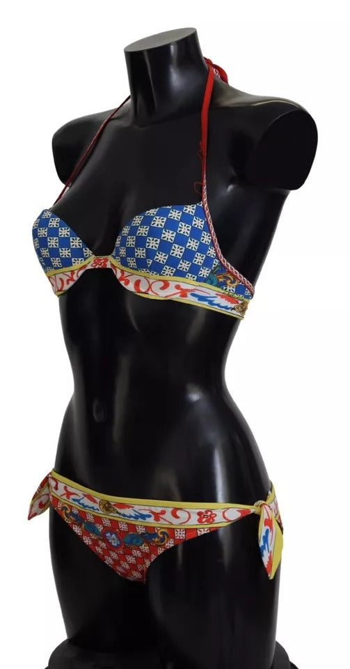 Multicolor Carretto Bikini Top Bottom Beachwear Swimwear