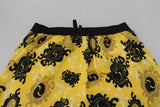 Yellow Black Printed Nylon Beachwear Shorts Swimwear