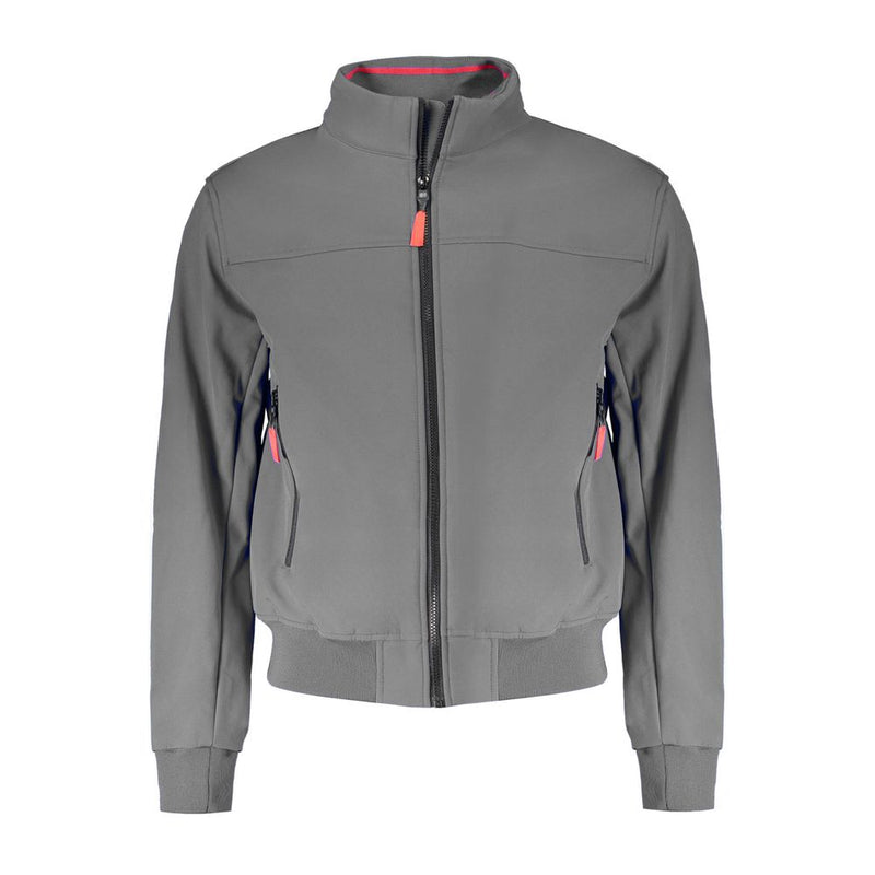 Gray Polyester Men Jacket