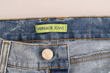 Chic hellblau zerrissene schlanke Fit Jeans