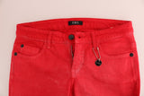 Strahlende rote Super schlanke Designerjeans