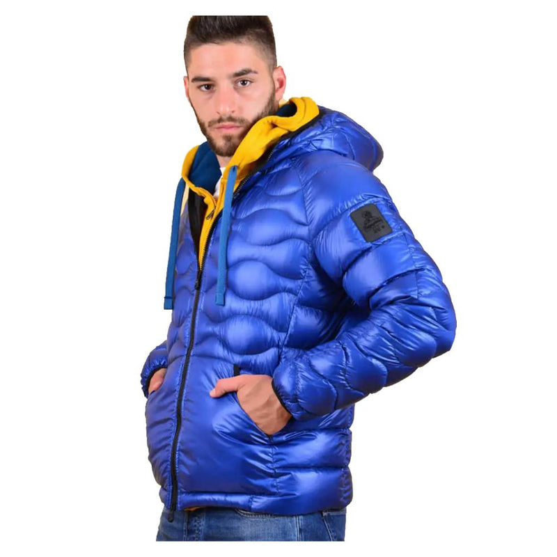 Blue Nylon Men's Down Jacket