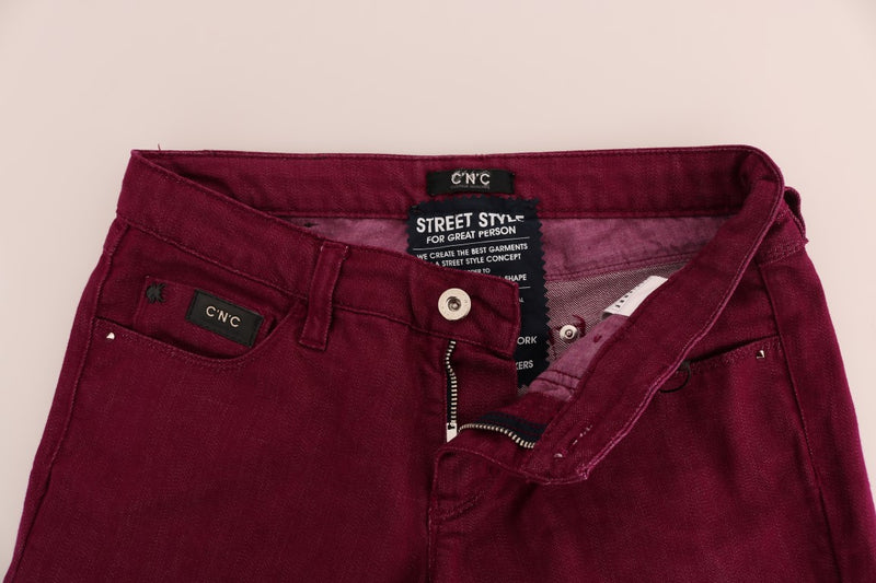 Schlanke rote, gerade fit Luxusjeans