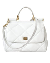 White Quilted Leather SICILY Hand Shoulder Purse Satchel Bag