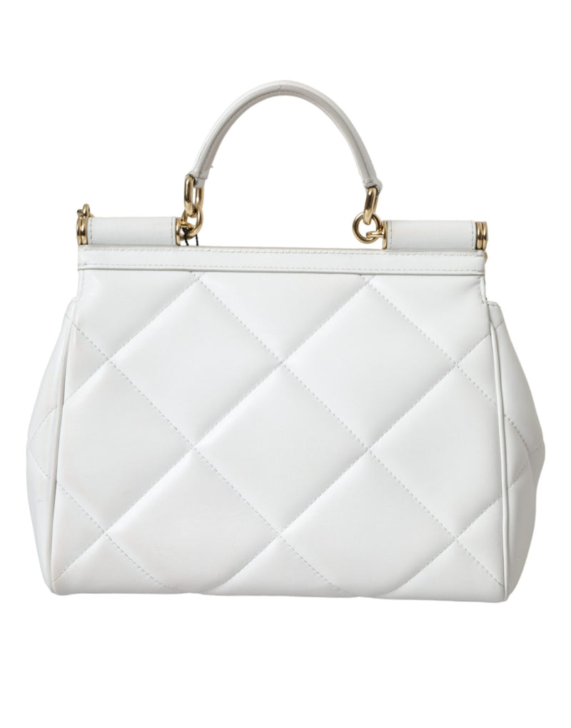 White Quilted Leather SICILY Hand Shoulder Purse Satchel Bag