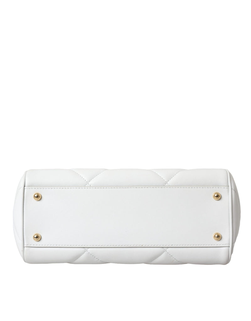 White Quilted Leather SICILY Hand Shoulder Purse Satchel Bag