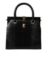 Black Exotic Leather Top Handle Tote Women Bag