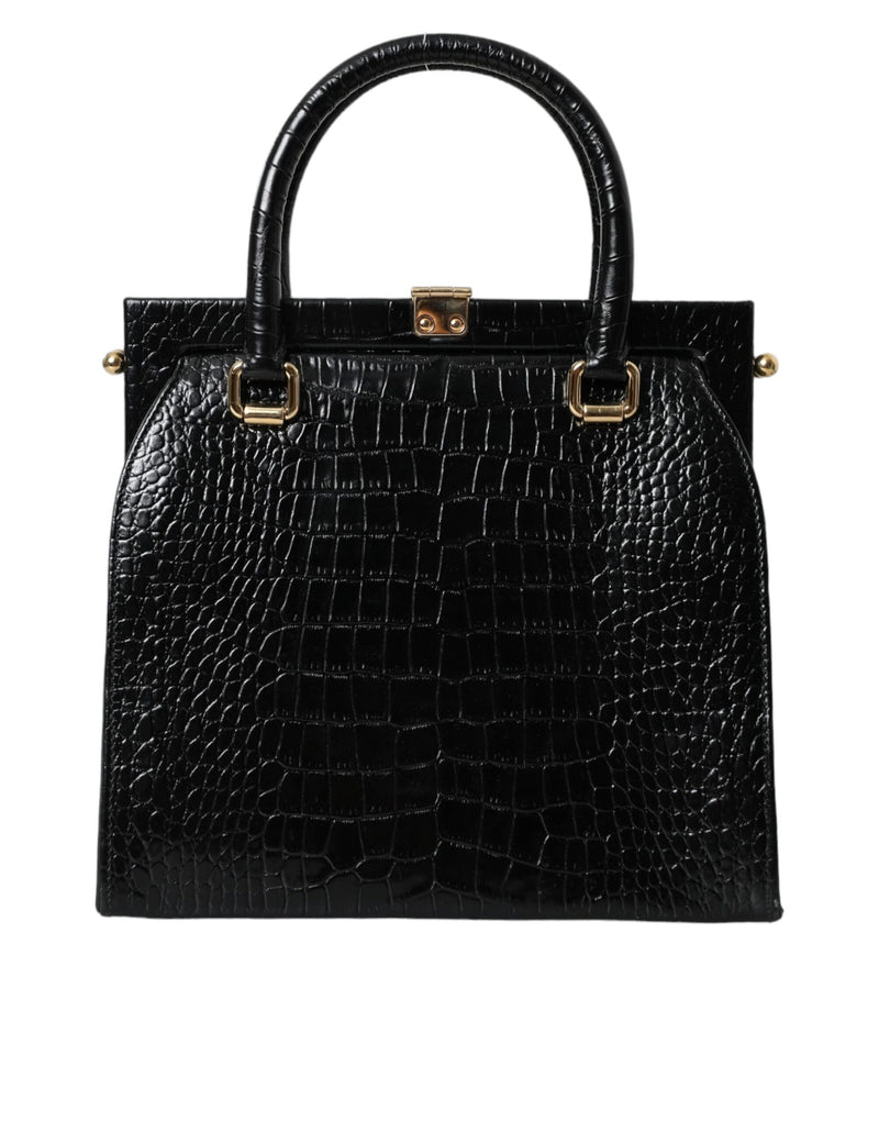 Black Exotic Leather Top Handle Tote Women Bag