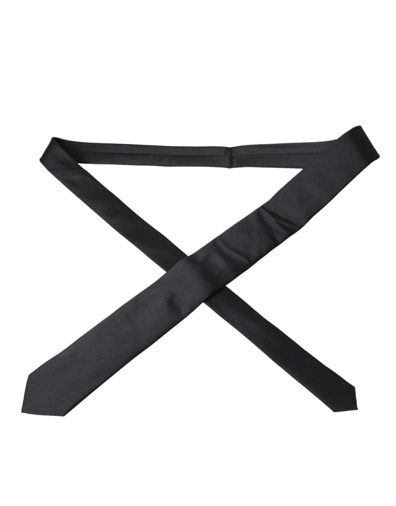 Black Solid Silk Adjustable Tie Men