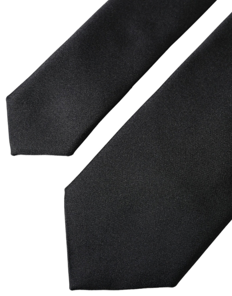 Black Solid Silk Adjustable Tie Men