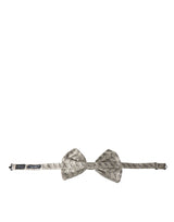 Silver Fantasy Print Adjustable Neck Bow Tie Men