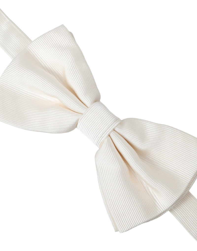 Off White Silk Adjustable Neck Men Bow Tie