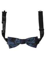 Black Blue Brocade Adjustable Neck Men Bow Tie