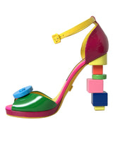 Tacchi in pelle multicolore scarpe sandali