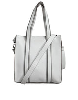 White Leather Logo Shoulder Strap Shopping Tote Bag