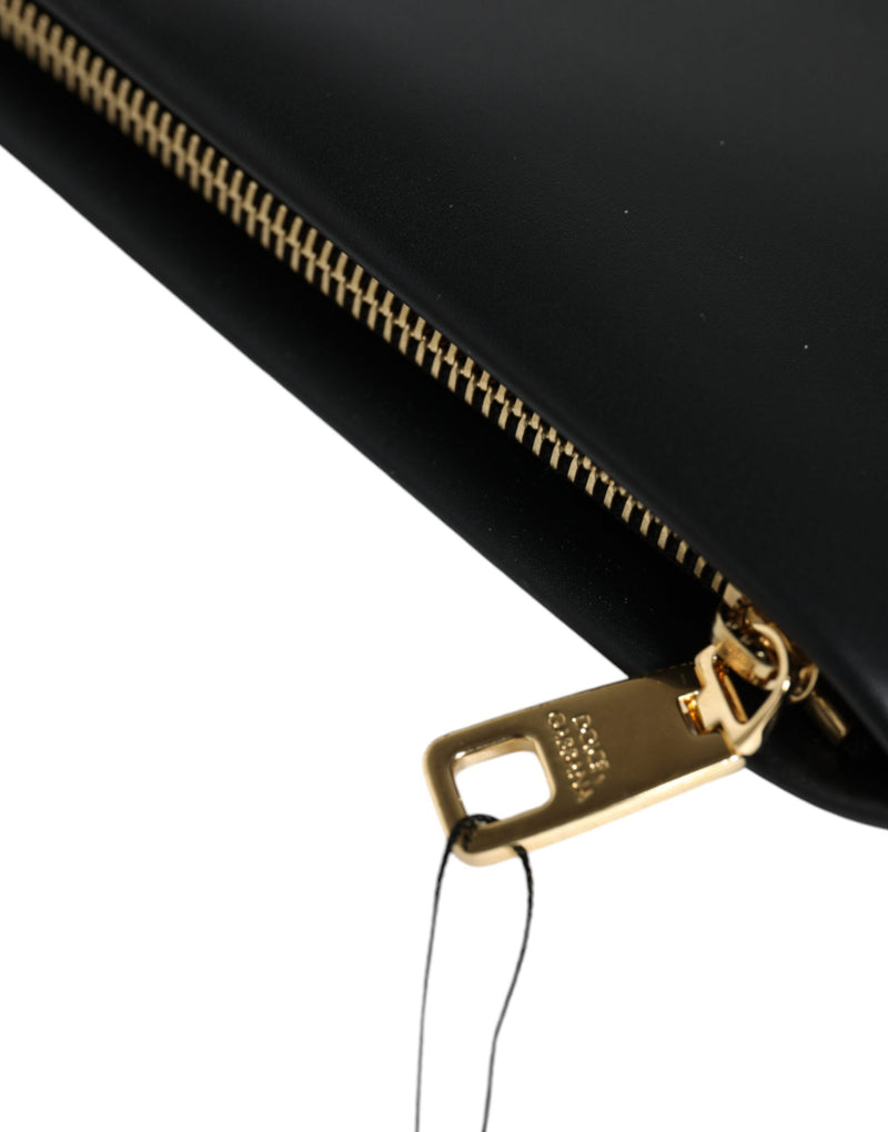 Black Calfskin Leather Mediterranean Pouch Bag