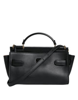 Black Leather SICILY Top Handle Crossbody Bag