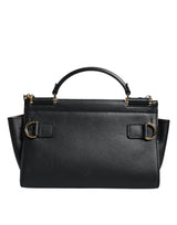 Black Leather SICILY Top Handle Crossbody Bag