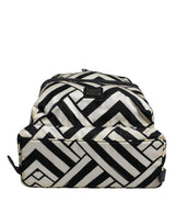 Black White Nylon Leather Travel Back Pack Bag