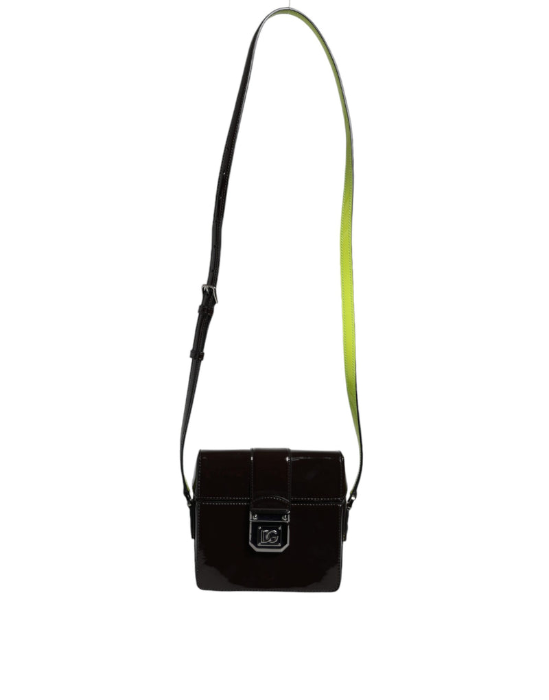 Black Glossy Leather Crossbody Shoulder Bag