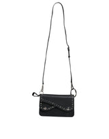 Black Small Leather Studded Shoulder Crossbody Bag