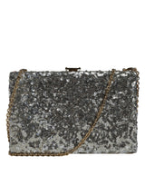 Silver Sequined Clutch Evening Crossbody Bag