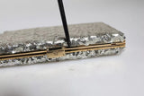 Silver Sequined Clutch Evening Crossbody Bag