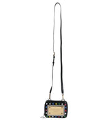 Black Leather LED Logo Shoulder Crossbody Bag