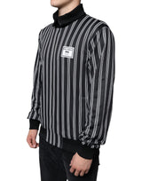 Black White Stripes Full Zip DNA Milano Men Sweater