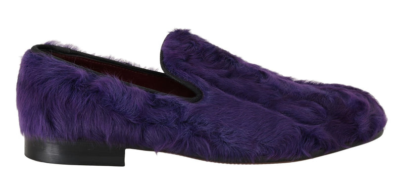 Mocassins de fourrure de mouton violet en peluche