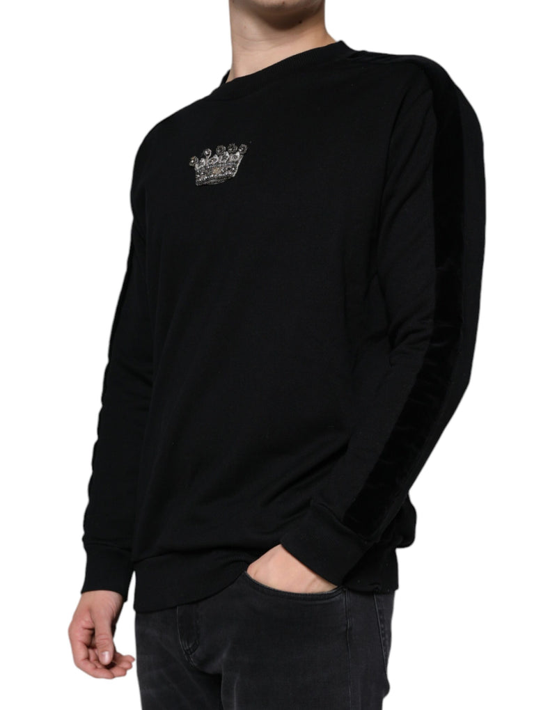 Black Cotton Crown Pullover Sweatshirt Sweater