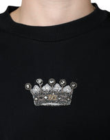 Black Cotton Crown Pullover Sweatshirt Sweater