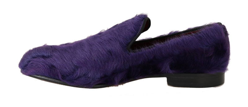 Mocassins de fourrure de mouton violet en peluche