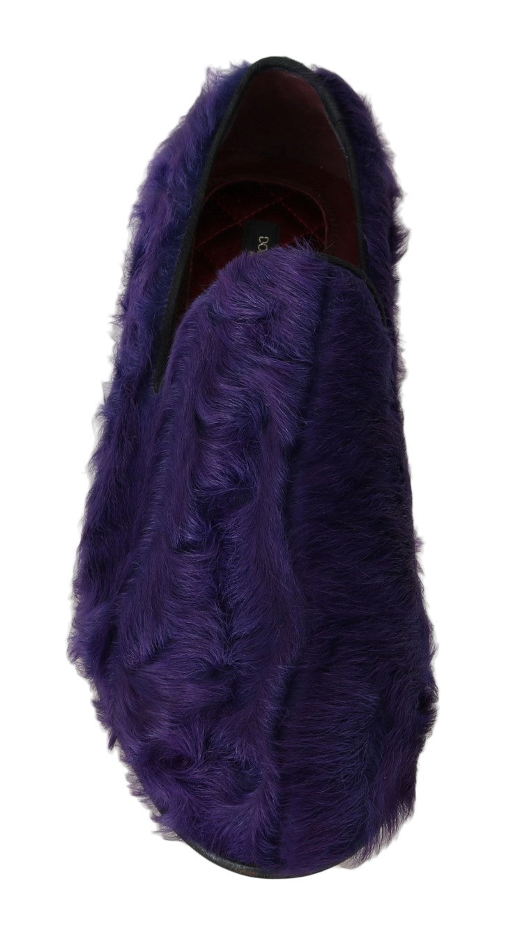 Mocassins de fourrure de mouton violet en peluche