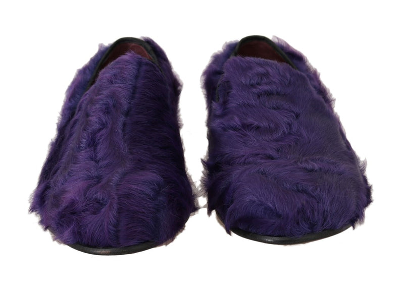 Mocassins de fourrure de mouton violet en peluche