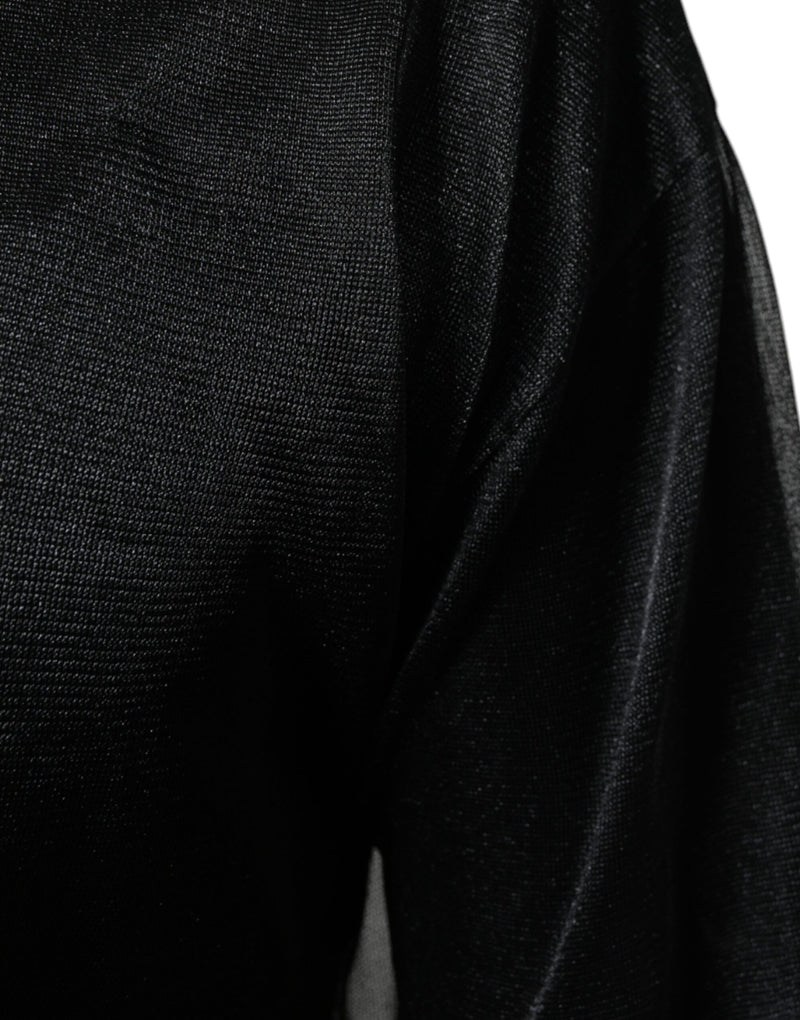 Black Polyester Pullover Sweatshirt Sweater