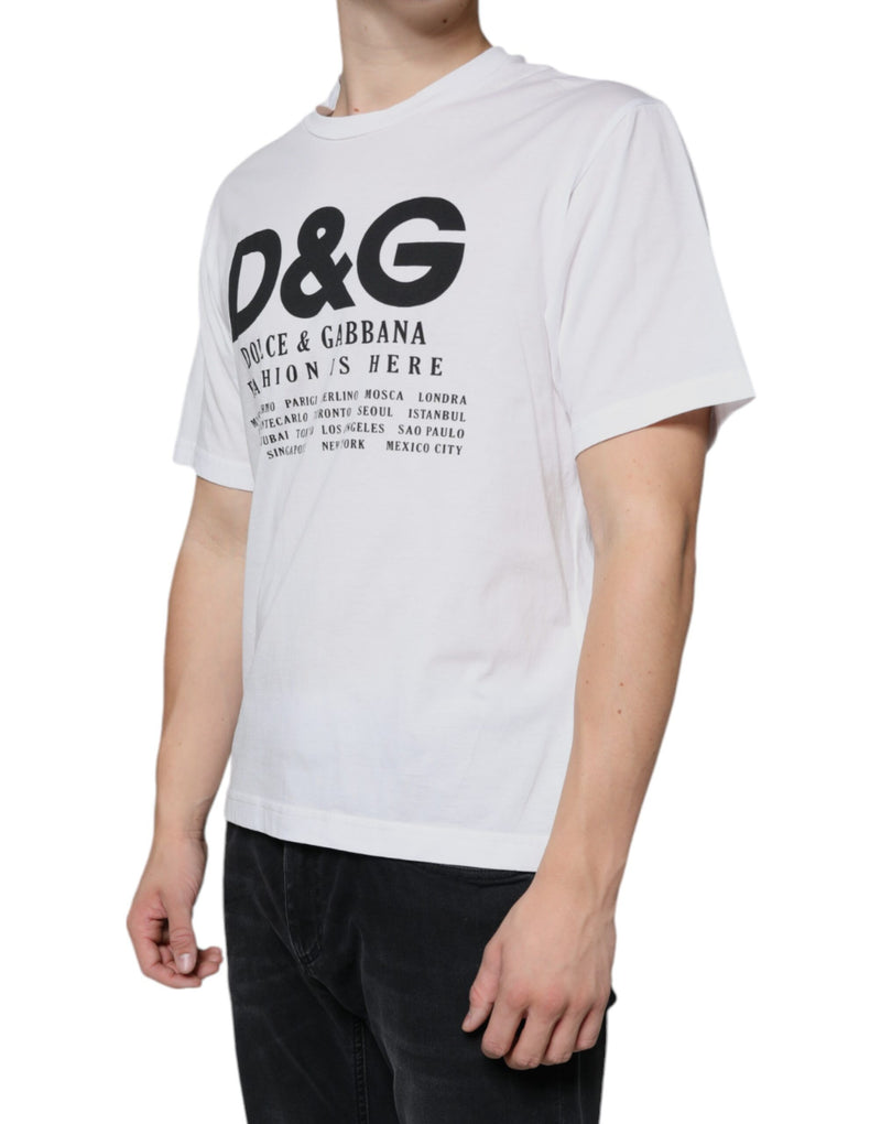 White Cotton DG Logo Print Casual T-shirt