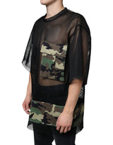 Black Mesh Camouflage Short Sleeves T-shirt