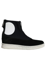 Black White Neoprene Takeshi Mid Calf Boots Shoes