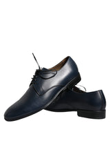 Navy Blue Leather Derby Dress Formal Shoes