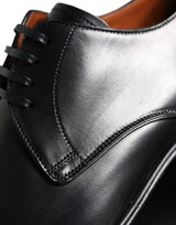 Black Leather Derby Formal Dress Shoes