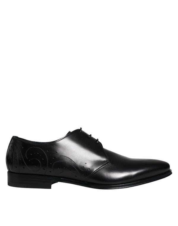 Black Calfskin Leather Derby Men Dress Shoes