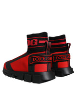 Red Black Fabric High Top Sorrento Sneakers Shoes