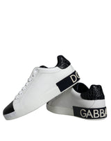 Black Leather Logo Portofino Sneaker Shoes