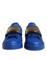 Blue Leather Low Top Portofino Sneakers Shoes